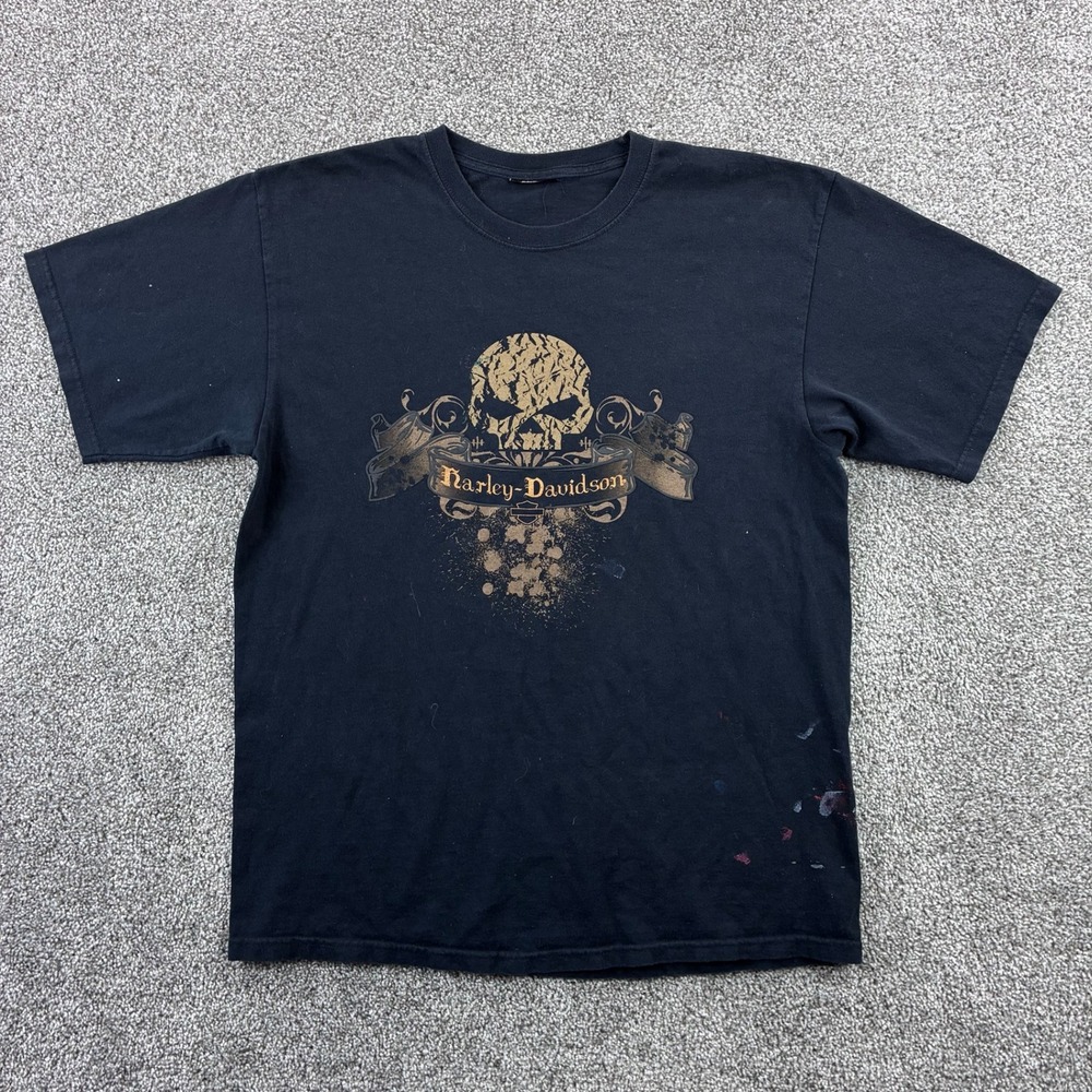 Vintage Y2k‎ Harley Davidson Shirt Mens Medium Black Skull Logo Biker Cancun